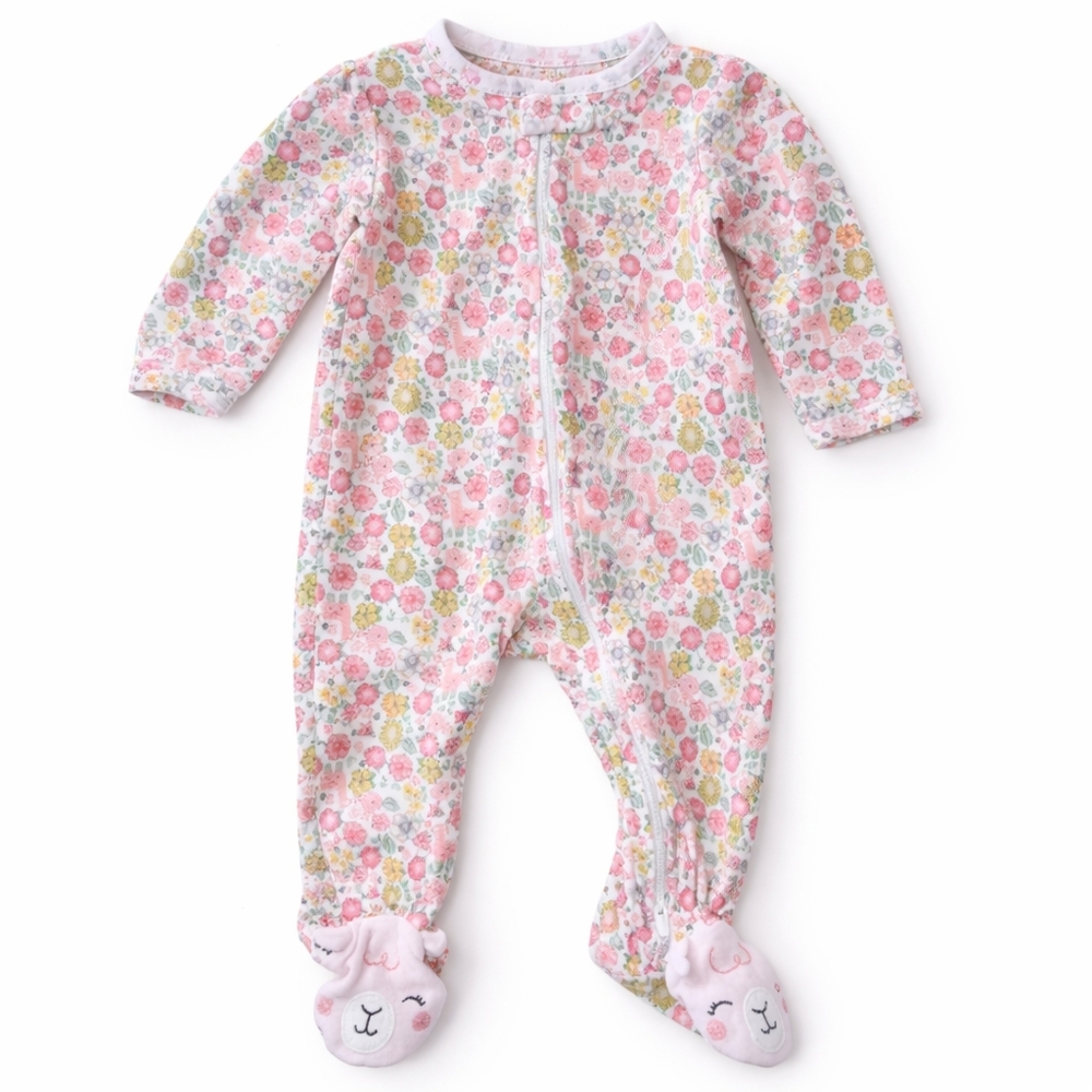 Simple Joys by Carter's Floral Baby Zip Pajamas with 3D Feet 3-6 Months